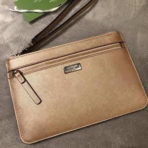Kate Spade Rose Gold Saffiano Leather Wristlet